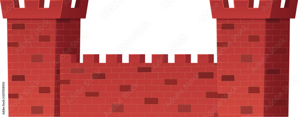 Naklejka premium Medieval castle towers vector flat icon, mansion wall, vintage king fortress castles and stone palace, ancient kingdom