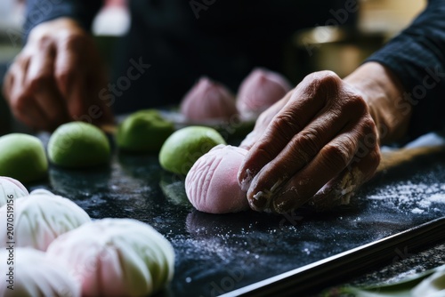 Japanese Sweet Maker Creating Delicate Wagashi
