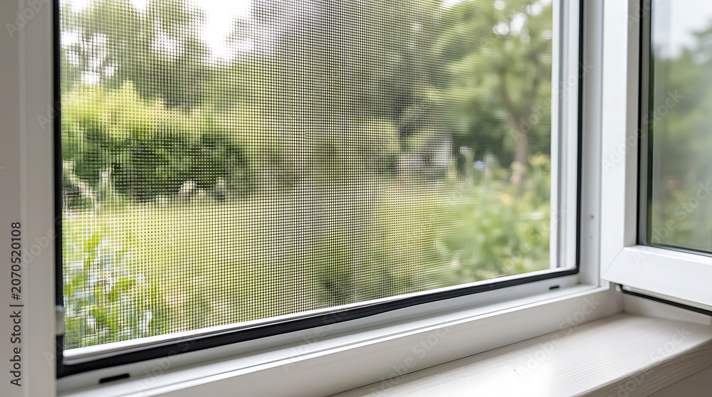 Naklejka premium Window Screen Installation for Pest Control & Ventilation | Home Improvement & Residential Security Solution