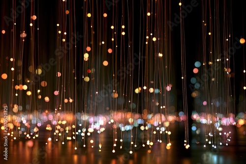 Glowing strands with bokeh lights create a magical, ethereal atmosphere