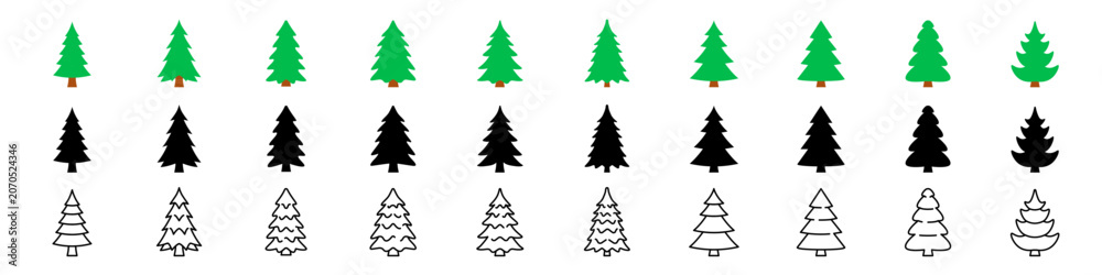 Fototapeta premium Pine tree icon. Evergreen tree vector.