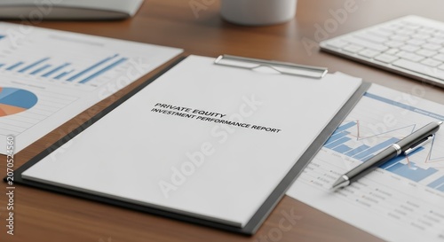 Private Equity Investment Performance Report Document on Office Desk