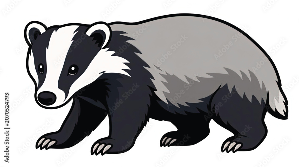 Obraz premium Cartoon badger with white stripe.