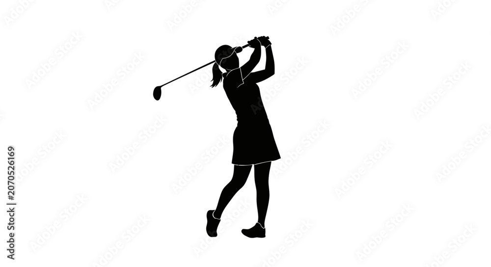 Fototapeta premium Female Golfer Silhouette Vector Illustration