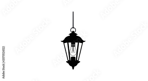 Foto Hanging Lantern Silhouette Vector Illustration
