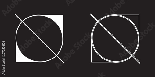 Modern Geometric Abstract Shape Icon Set, Minimal Symbol Collection in Solid and Outline Style
