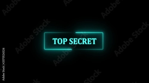 Glowing Neon Top Secret Grunge Stamp Symbol with Editable 3D Text Effect, 4K Motion Graphics Animation