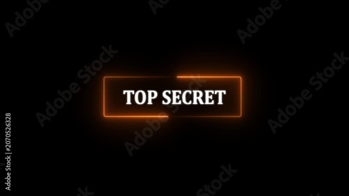 Glowing Neon Top Secret Grunge Stamp Symbol with Editable 3D Text Effect, 4K Motion Graphics Animation