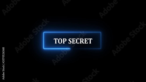 Glowing Neon Top Secret Grunge Stamp Symbol with Editable 3D Text Effect, 4K Motion Graphics Animation