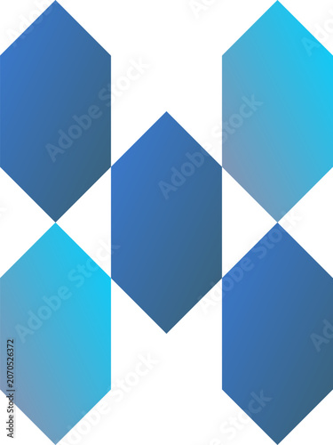 Abstract blue hexagon grid design representing a decentralized network hub on a white background illustration