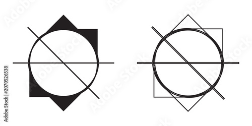Modern Geometric Abstract Shape Icon Set, Minimal Symbol Collection in Solid and Outline Style