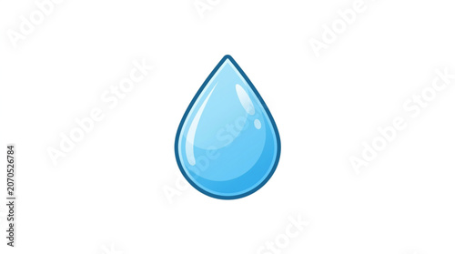 Foto Single Blue Water Droplet Isolated on White Background.