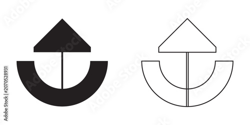 Modern Geometric Abstract Shape Icon Set, Minimal Symbol Collection in Solid and Outline Style
