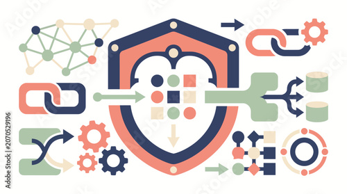 Cyber Supply Chain Security and Third Party Data Integration Defense Infrastructure Concept