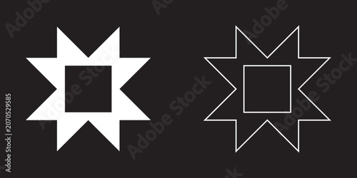 Modern Geometric Abstract Shape Icon Set, Minimal Symbol Collection in Solid and Outline Style