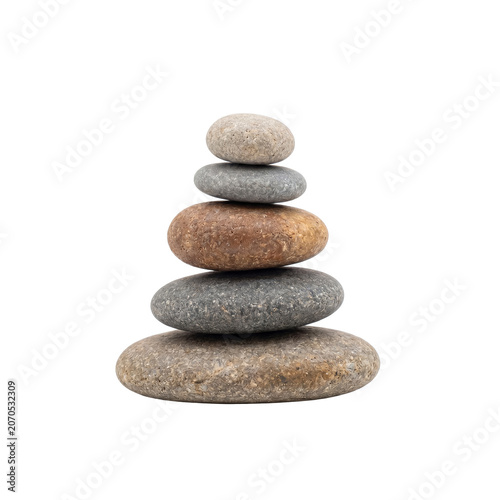 Fotografía Stack of balanced smooth stones on white background for wellness