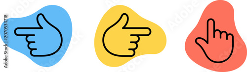 Obraz na plátne Three pointing fingers in different colors and shapes