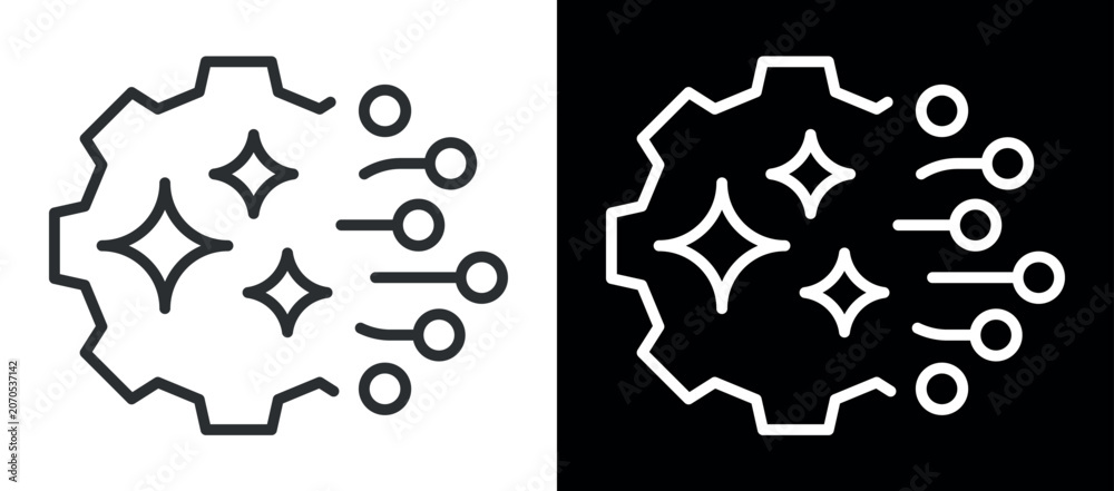 Fototapeta premium Artificial intelligence concept: gear and sparkles design
