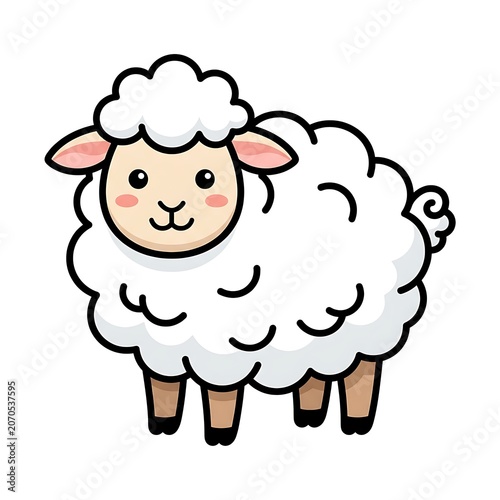 Cute cartoon sheep with smiling face illustration.
