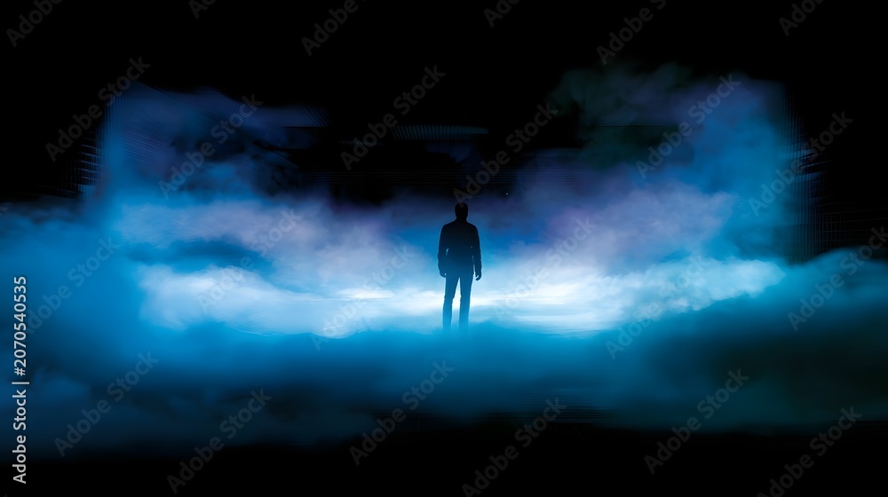 Fototapeta premium An innovative interface of a virtual reality world surrounded by an otherworldly aura and atmospheric fog