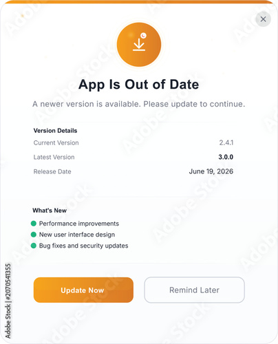 App Update Notification Pop-up Template