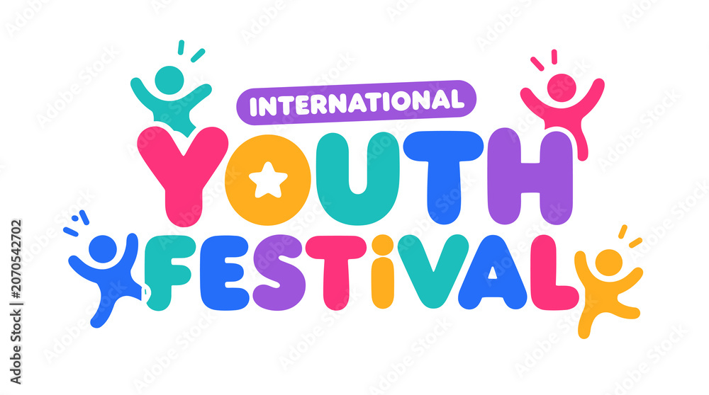 Fototapeta premium Colorful International Youth Festival Logo With Figures.
