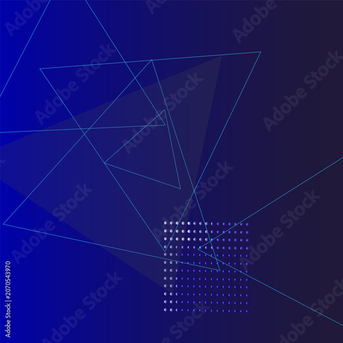 Abstract geometric design with triangles and dots on a blue background pattern shape. Resizable and Editable. EPS, 10.