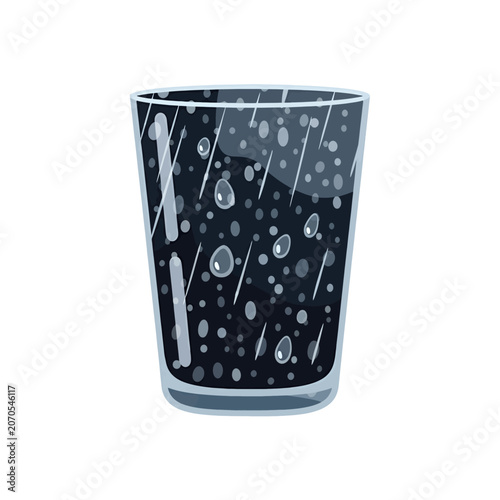 Foto A clear glass filled with a dark carbonated beverage and many bubbles