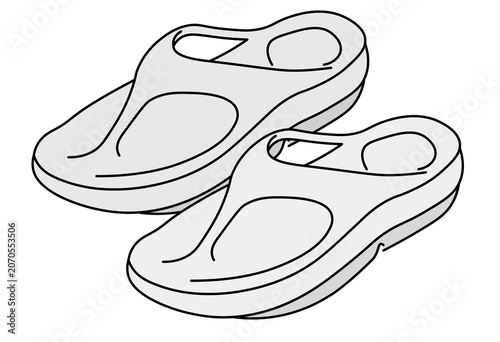 Comfort Recovery Sandals for Foot Care and Post Workout Relaxation with Cushioned Sole Design and Wellness Footwear Concept in Clean Line Art Style