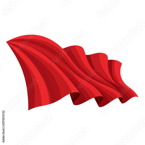 Canvas Print A vibrant red fabric banner waves gracefully against a clean white background