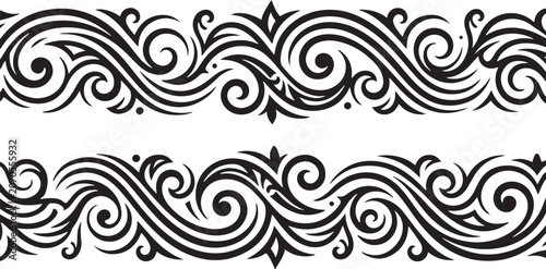 Bilde på lerret Gothic borders adorn the elegant ornamental illustration with swirling patterns