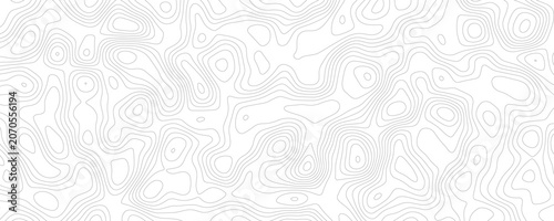Tableau sur toile Topographic map contour lines pattern, abstract grey wavy lines on white backgro