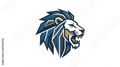 Foto Stylized Lion Head Emblem with Fierce Expression.
