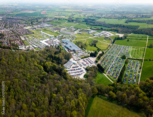 Aerial view above The Great Yorkshire Show ground during an event in Harrogate, North Yorkshire, UK