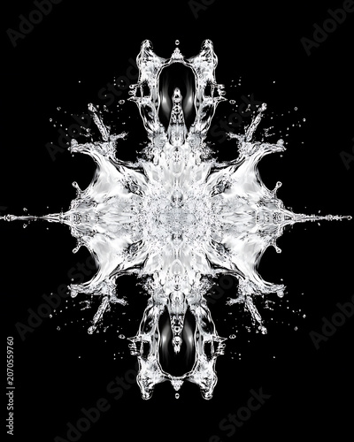 water in dynamic motion, isolated on black background for commercial use.