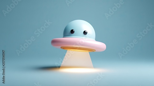 Pastel UFO, simple 3D model, soft light