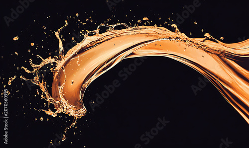 water in dynamic motion, isolated on black background for commercial use.