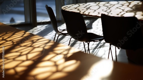 Modern Meeting Table and Chairs with Shadow Patterns