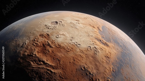 Stunning view of mars with craters in orbit