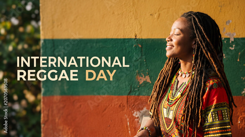 Serene Black Woman with Flowing Dreadlocks in Profile Portrait and Copy Space
