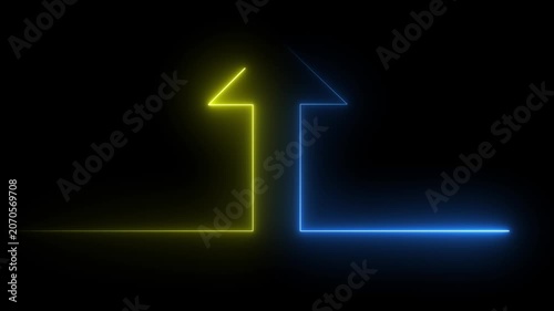 Abstract futuristic neon light arrows animation with vibrant colors