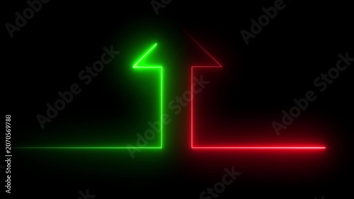 Abstract futuristic neon light arrows animation with vibrant colors