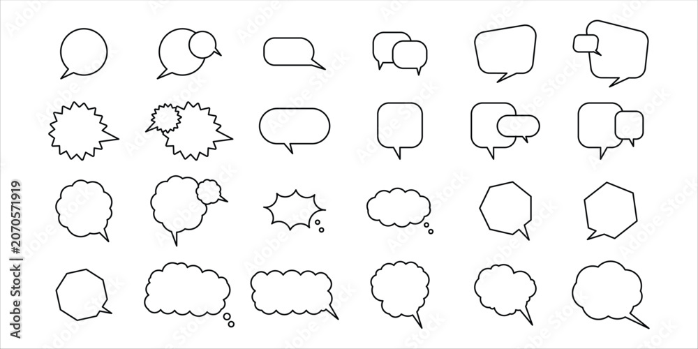 Obraz premium Collection of various comic book style speech bubbles and thought clouds
