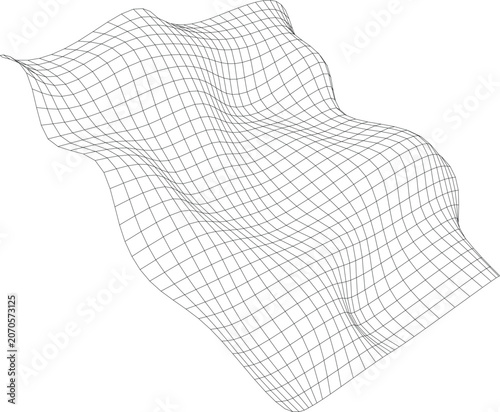 Organic Flowing Wireframe Mesh Shape 3D Abstract Design.