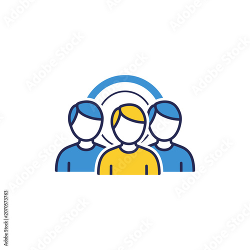 Targeted group with leader icon during a business meeting on a white background