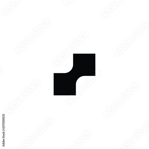 Black geometric shape with two connected rectangles symbolizing connection and unity in design and architecture a minimalist symbol.