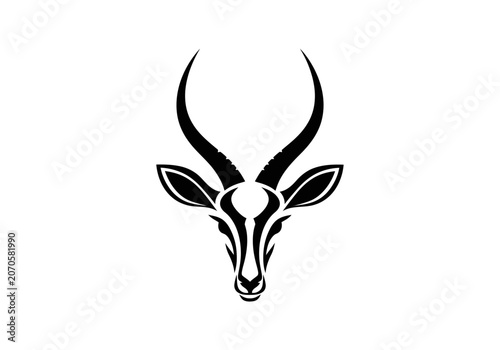 Fotografia Stylized black antelope head logo icon on white background