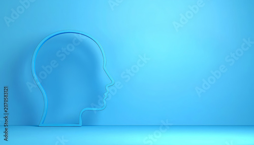 Head silhouette empty mind light blue space