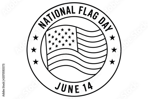 National flag day circular badge with american flag