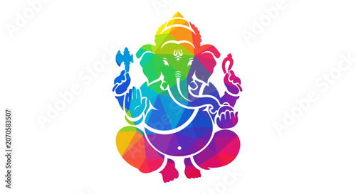Colorful Abstract Illustration of Lord Ganesha for Spiritual Design.